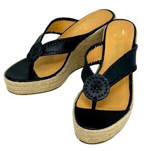 Jack Rogers Rowan Espadrille Jute Wedge Sandal - BLACK